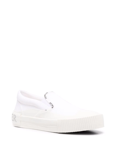 Shop Moncler Logo Trimmed Slip-on Sneakers In White