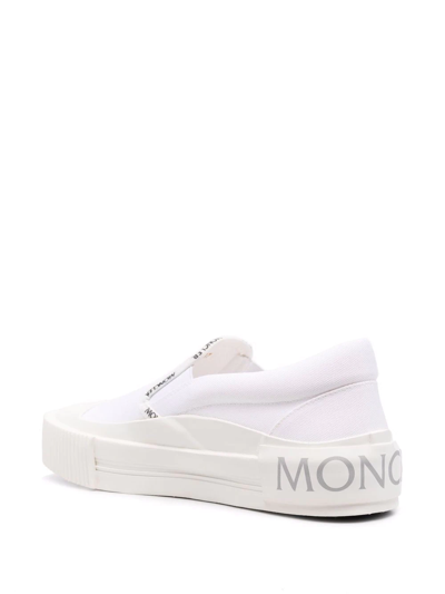 Shop Moncler Logo Trimmed Slip-on Sneakers In White