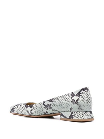 Shop Bottega Veneta Tower Python-print Ballerina Shoes In Green