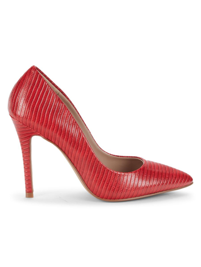 Shop Charles By Charles David Women's Lizard-embossed Point-toe Pumps In Maroon Red