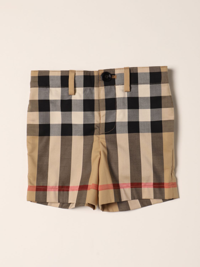 Shop Burberry Tartan Stretch Cotton Tailored Shorts In Beige