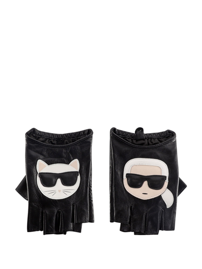 Shop Karl Lagerfeld K/ikonik Fingerless Gloves In Black