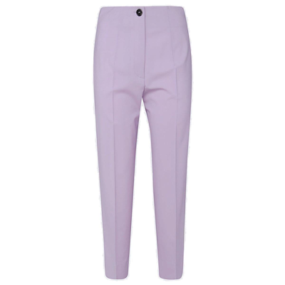 Shop Msgm High Waist Tailored Cropped Pants In Purple