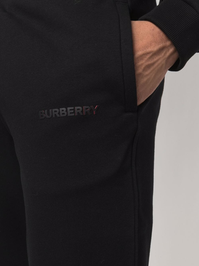 Shop Burberry Logo-print Stretch Cotton Track Pants In Schwarz
