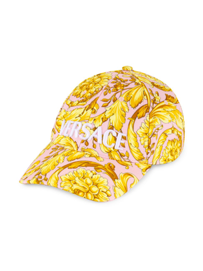 Shop Versace Women's Barocco-print Logo Baseball Cap In Candy Gold
