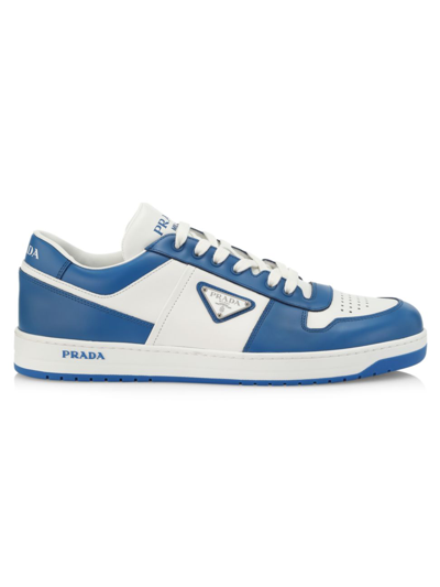 Shop Prada Men's Downtown Low-top Sneakers In White Blue