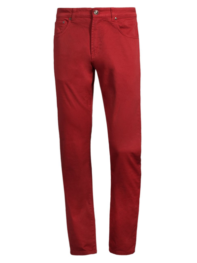 Shop Isaia Slim Stretch Jeans In Red