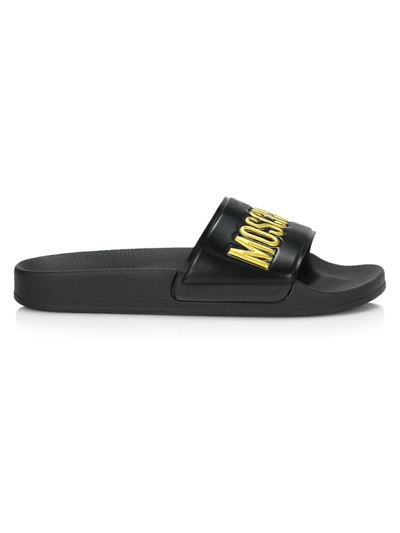 Shop Moschino Women's Embossed Logo Pool Slides In Fantasy Color