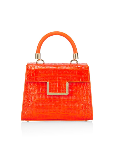 Shop Maria Oliver Women's Michelle Small Crocodile Top-handle Bag In Shiny Orange
