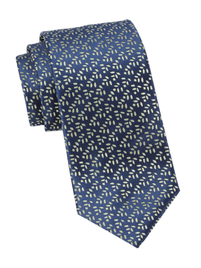 Shop Charvet Men's Leaf Woven Silk Tie In Navy Green