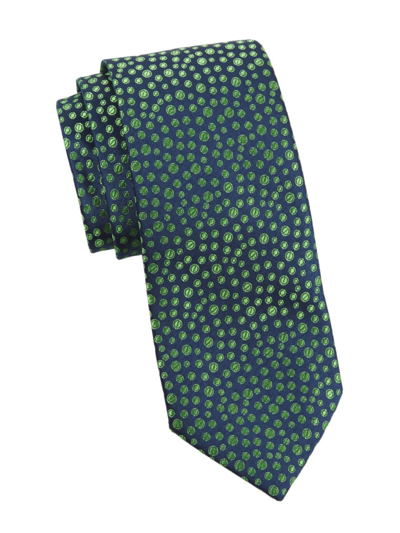 Shop Charvet Men's Bubble Woven Silk Tie In Navy Green
