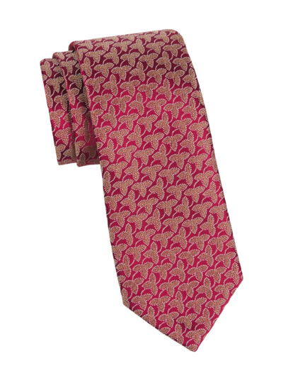 Shop Charvet Men's Geometric Fleur Woven Silk Tie In Burgundy