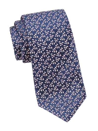 Shop Charvet Men's Leaf Woven Silk Tie In Navy Pink