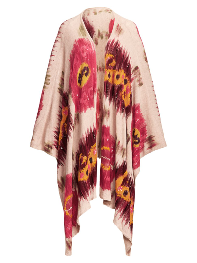 Ralph Lauren Ruana Sequin-embellished Linen Sweater Cape In Pink Multi |  ModeSens