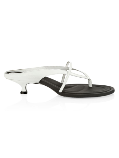 Shop Khaite Monroe Patent Leather Sandals In White