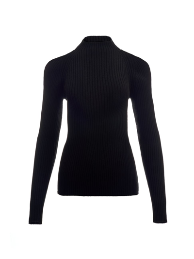 Shop A.w.a.k.e. Women's Open Back Rib-knit Top In Black