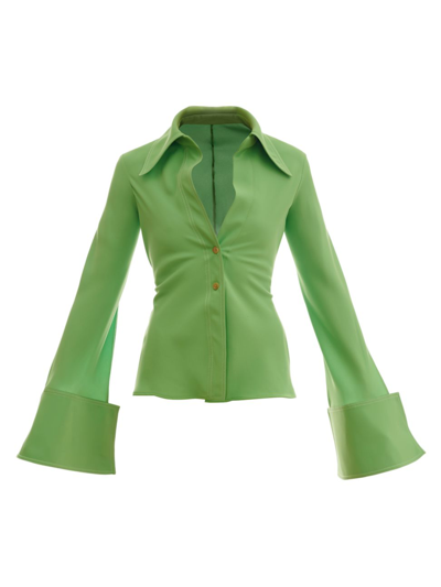 Shop A.w.a.k.e. Women's Oversized Cuff Shirt In Green