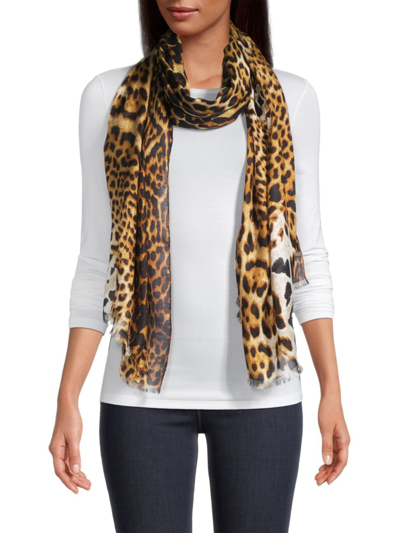 Shop Saint Laurent Women's Leopard-print Silk Scarf