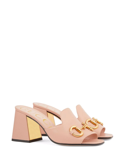 Shop Gucci Horsebit 75mm Mule Sandals In Pink