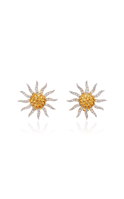Shop Yvonne Léon Sun 18k Yellow Gold Diamond; Citrine Earrings