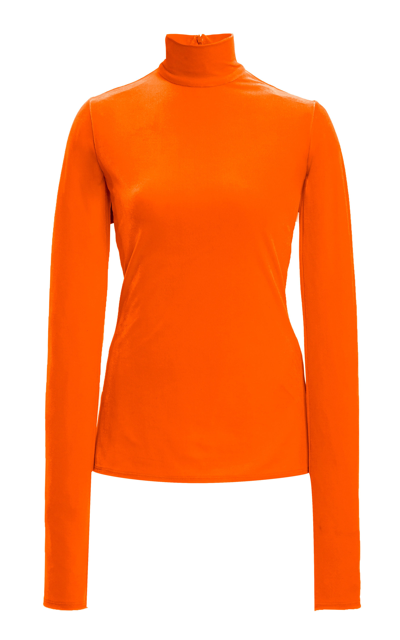 Shop Victoria Beckham Women's Velvet Turtleneck Top In Orange