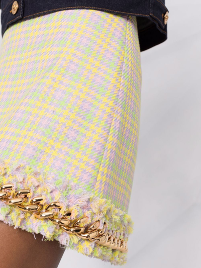 Shop Versace Fringed Chain Trim Skirt In Gelb