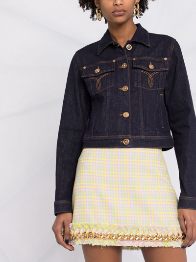 Shop Versace Fringed Chain Trim Skirt In Gelb