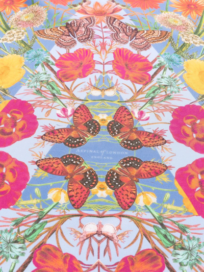 Shop Aspinal Of London Botanical-print Silk Scarf In Blau