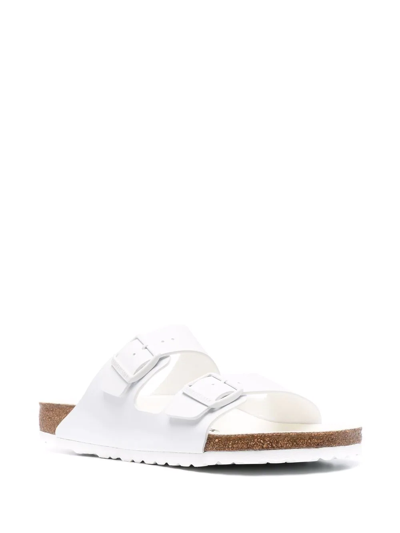Birkenstock Womens White Arizona Double-strap Patent-leather Flat Sandal