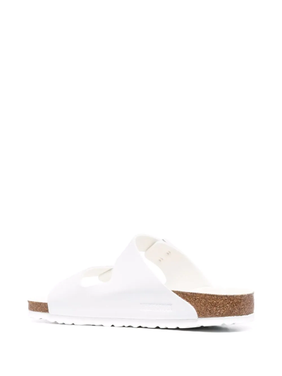 Birkenstock Womens White Arizona Double-strap Patent-leather Flat Sandal
