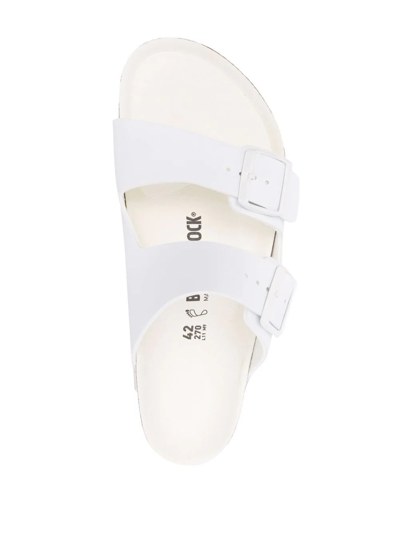 Birkenstock Womens White Arizona Double-strap Patent-leather Flat Sandal