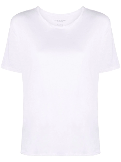 Shop Majestic Lightweight Linen-blend T-shirt In Weiss