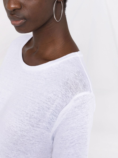 Shop Majestic Lightweight Linen-blend T-shirt In Weiss