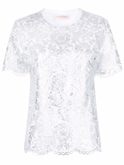 Shop Valentino Blossom Macramé T-shirt In White