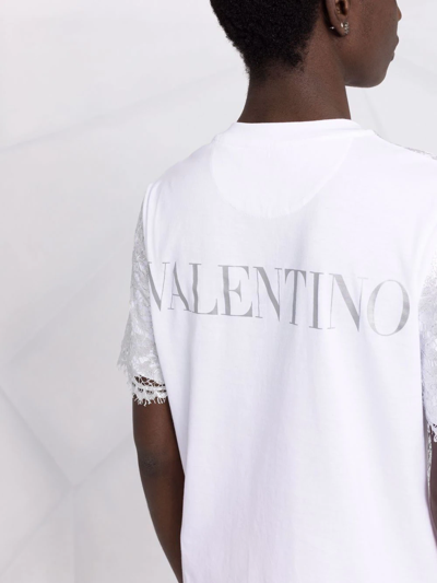 Shop Valentino Blossom Macramé T-shirt In White