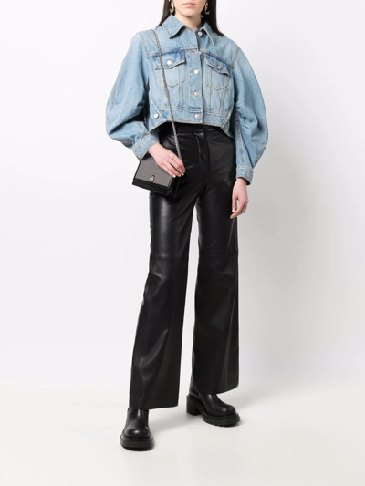 Shop Alexander Mcqueen Cropped Denim Jacket In Blau