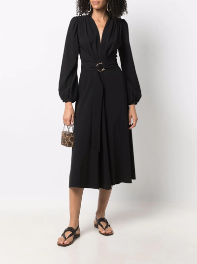 Shop Maria Lucia Hohan V-neck Long-sleeve Dress In Schwarz