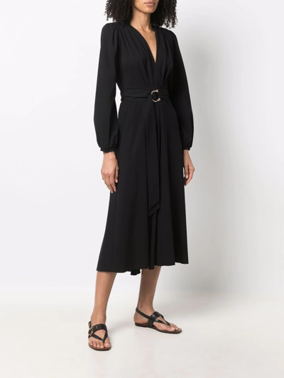 Shop Maria Lucia Hohan V-neck Long-sleeve Dress In Schwarz