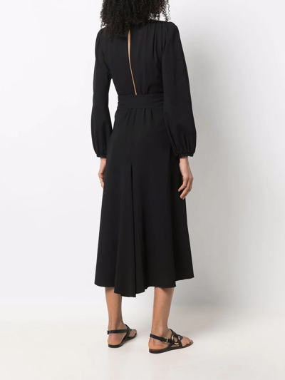 Shop Maria Lucia Hohan V-neck Long-sleeve Dress In Schwarz