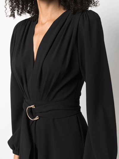 Shop Maria Lucia Hohan V-neck Long-sleeve Dress In Schwarz