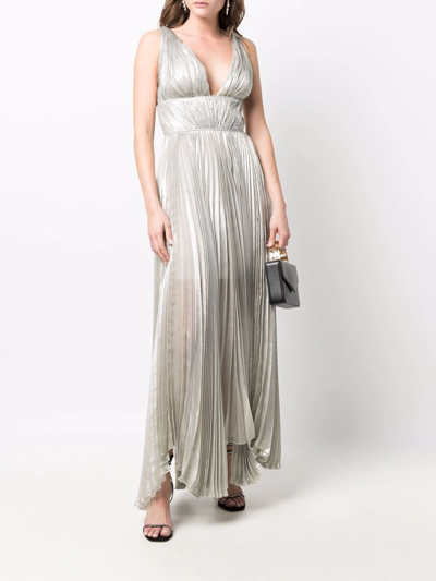 Shop Maria Lucia Hohan V-neck Sleeveless Dress In Silber