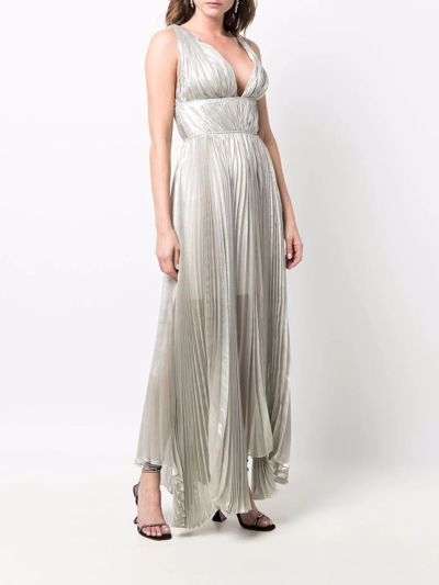 Shop Maria Lucia Hohan V-neck Sleeveless Dress In Silber