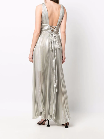 Shop Maria Lucia Hohan V-neck Sleeveless Dress In Silber