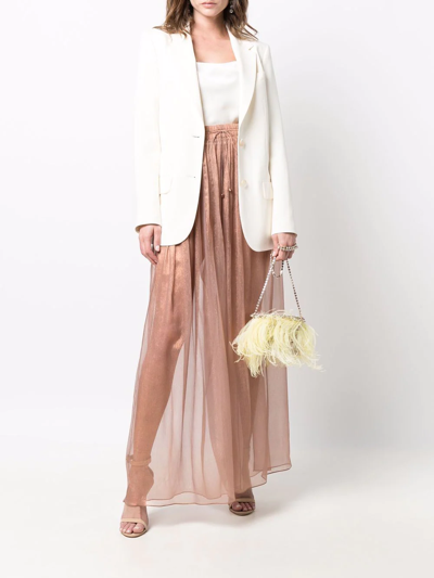 Shop Maria Lucia Hohan Sheer Silk Palazzo Pants In Gold