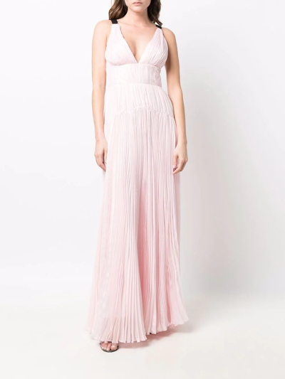 Shop Maria Lucia Hohan V-neck Sleeveless Dress In Rosa