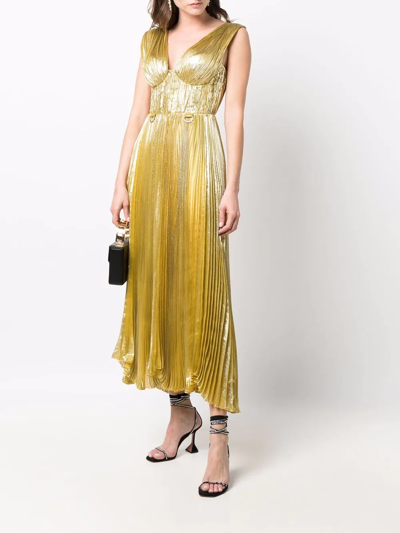 Shop Maria Lucia Hohan V-neck Sleeveless Dress In Gold
