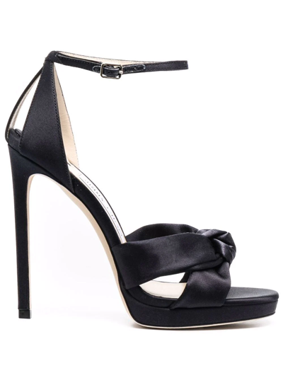 Shop Jimmy Choo Rosie Satin 120mm Sandals In Schwarz