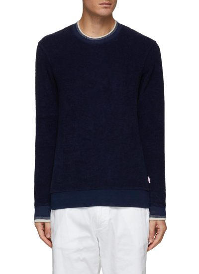 Shop Orlebar Brown ‘pierce' Luxe Stripe Rib Towelling Sweatshirt In Blue