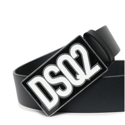 Shop Dsquared2 Boys Logo Plaque Leather Belt Black