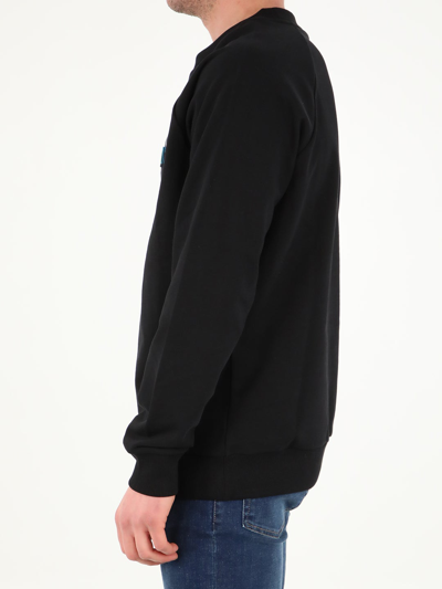 Shop Balmain Black Sweatshirt With Multicolor Logo In Grey